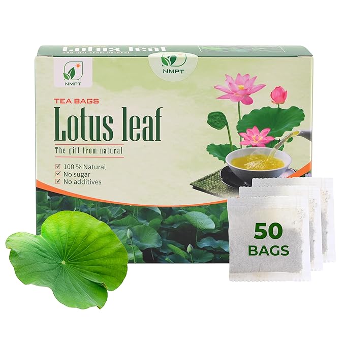 NMPT Dried Lotus Leaf Tea, 100% Hand Pick, Organic Herbal Tea, 50 Tea Bags, Gluten Free, Dairy Free, Sugar Free & 100% Natural, Energy Boost & Health Support - Bloomnest