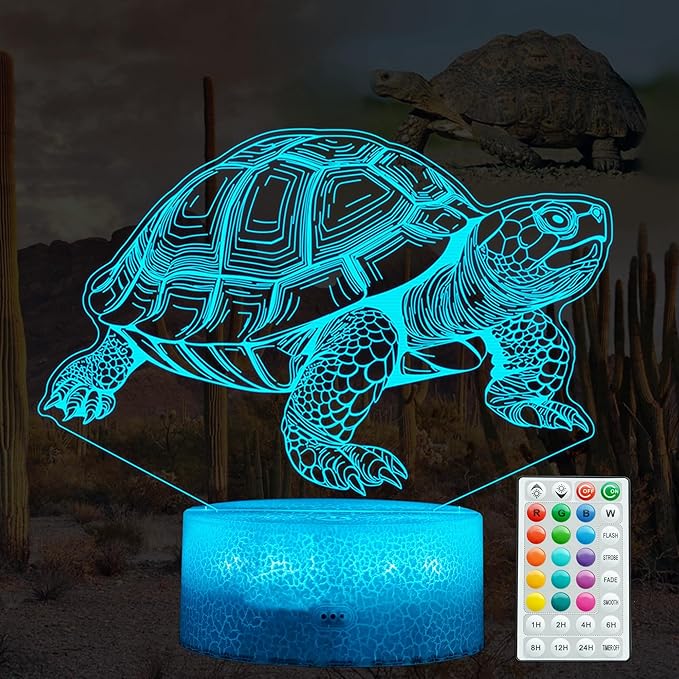 Tortoise Gifts for Men, Turtle Night Light with Remote Control, 16 Colors Changing, Timer, RGB Flashing Mode and Dimmable, Tortoise Gifts Stuff for Men Christmas Decor - Bloomnest