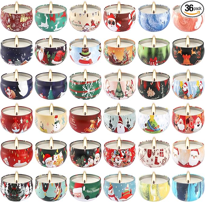 36Pack Christmas Scented Candles Sets,Long Burning,2.5oz Natural Soy Wax with Essential Oils Decorative Aromatherapy Candles for Christmas，Thanksgiving Gift, Home Scented - Bloomnest