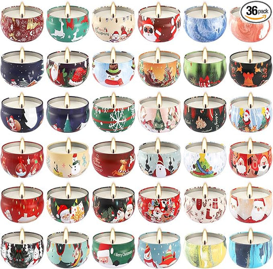 36Pack Christmas Scented Candles Sets,Long Burning,2.5oz Natural Soy Wax with Essential Oils Decorative Aromatherapy Candles for Christmas，Thanksgiving Gift, Home Scented - Bloomnest