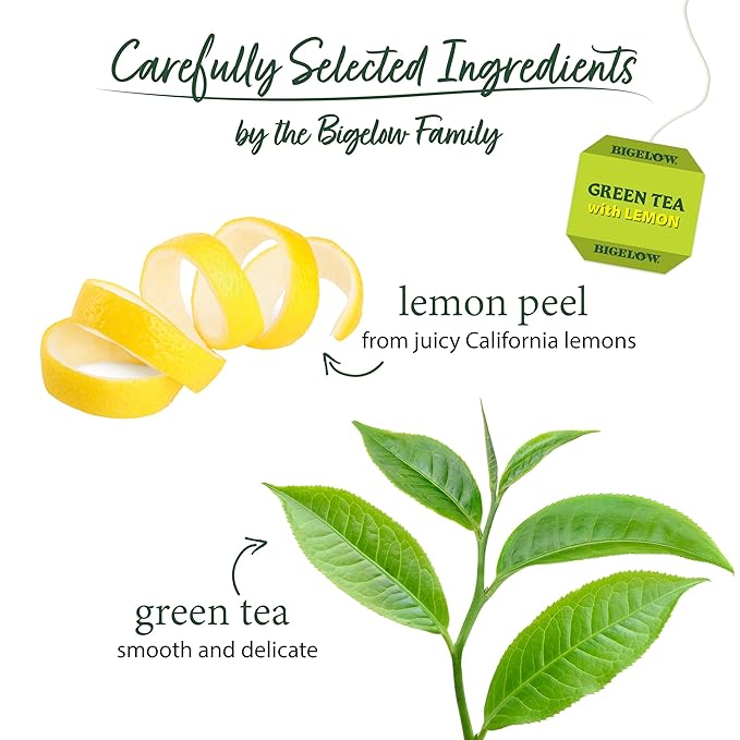 Bigelow Tea Green with Lemon Tea Bags, Caffeinated, 20 Count, Pack of 6 - Bloomnest