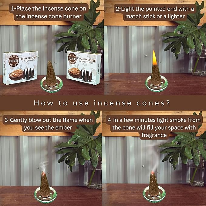 TRUMIRI Frankincense - Scented Incense Cones - Total 20 Cone Incense - Dual Pack of 10 Insence Cones - Incense Cones Scented - Cone Incense Scents - Insense Cones - Incent Cone TRUMIRI