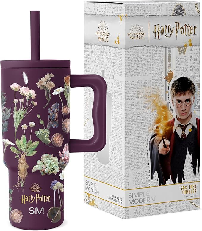 Simple Modern Harry Potter Kids 24 oz Tumbler with Handle and Silicone Straw Lid | Spill Proof and Leak Resistant | Reusable Stainless Steel Bottle | Gift Kids Boys Girls | Trek Collection | Herbology - Bloomnest