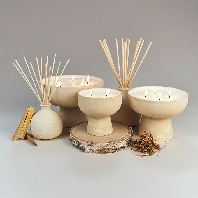 BLUEME Spiritual-Palo Santo & Vetiver, 2 Wick, Refillable Wellness Candle, Contains Essential Oil, Sustainable, Hand Finished, Hand Poured, Premium, Luxury Ceramic, Natural Cotton Wick, Soy-Wax Blend - Bloomnest