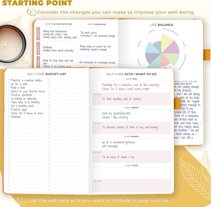 Clever Fox Self-Care Journal – Wellness & Daily Reflection Notebook – Mental Health & Personal Development Journal – Self-Care, Meditation & Mood Journal for Women & Men – A5 Size (Amber Yellow) - Bloomnest