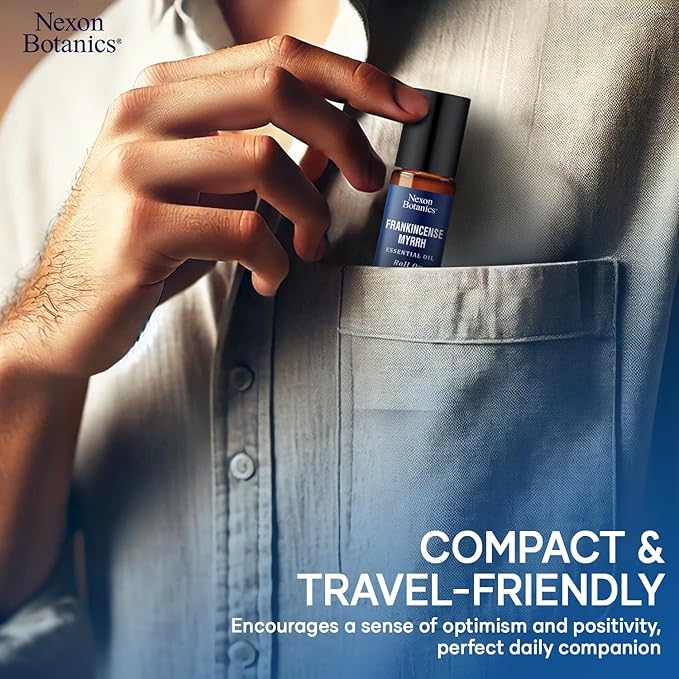 Frankincense & Myrrh Essential Oil Roll-On 10ml - 100% Pure, Natural Oil for Aromatherapy & Skin Care - Nexon Botanics - Bloomnest
