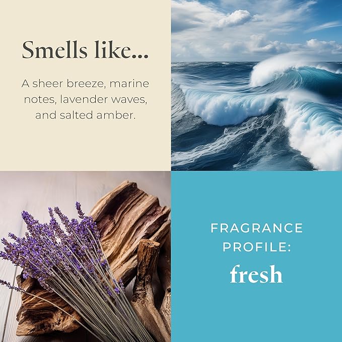 PartyLite Ocean Lavender Scented, Notes of Vanilla Sea Salt, Driftwood, Sea Moss, Patchouli & Eucalyptus, 13.2oz 3-Wick Jar Candle, 45 Hour Burn Time, Luxurious Fragrance, Ideal for Gifting - Bloomnest