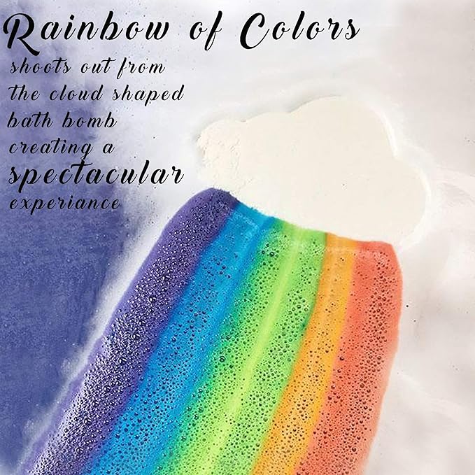 Bath Bombs for Kids - Natural and Organic Magic Rainbow Bubble Bath Bombs w/Moisturizing Shea Butter and Natural Oils, 4 Large Unicorn Cloud BathBombs for Girls, Stocking Stuffer Christmas Gift - Bloomnest
