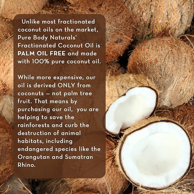 Pure Body Naturals Organic Fractionated Coconut Oil for Skin and Hair, 4 fl oz - Liquid Carrier Oil for Diluting Essential Oils, Hair Growth & Skin Moisturizer - Bloomnest