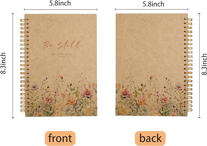 PSALM 46 Be Still and Know That I am God Christian Notebook Journal - Christian Gifts for Women, Bible Journal Notebooks for Note Taking, Bible Journaling Notebook, Spiral Notebook 5.5x8.3 Kraft Paper - Bloomnest