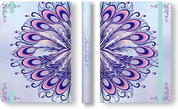 TIEFOSSI A5 Journal Notebook-College Lined Ruled Hardcover Journals for Writing Women-100gsm Thick Paper 224 Numbered Pages-Peacock Feather Embossed Journal-Daily Journal for Writing - Bloomnest