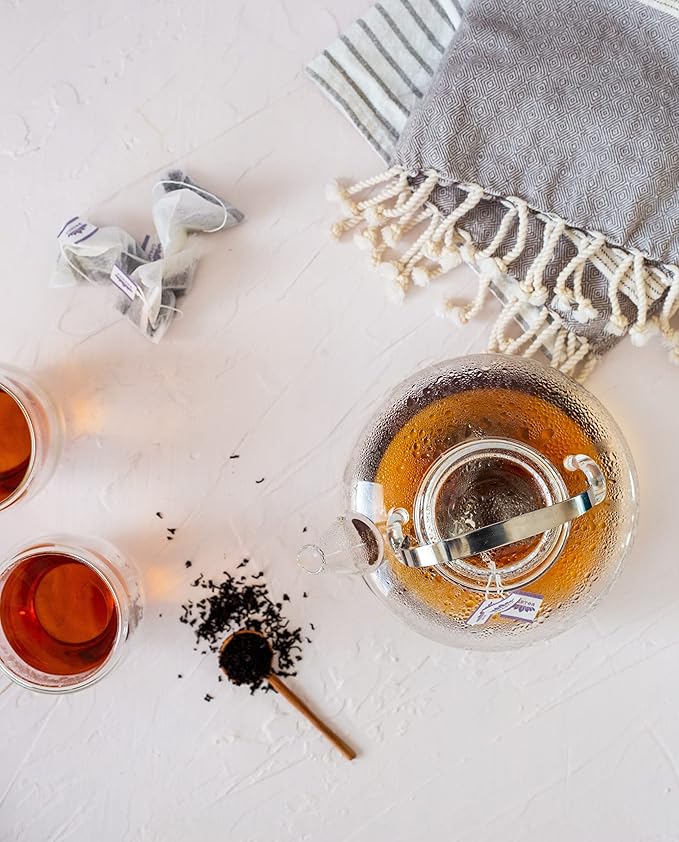 JusTea Mt. Kenya Black | Pyramid Compostable Tea Bags | Black Tea | 12+ Cups | High Caffeine | Award-Winning | Fair Trade | Non-GMO - Bloomnest