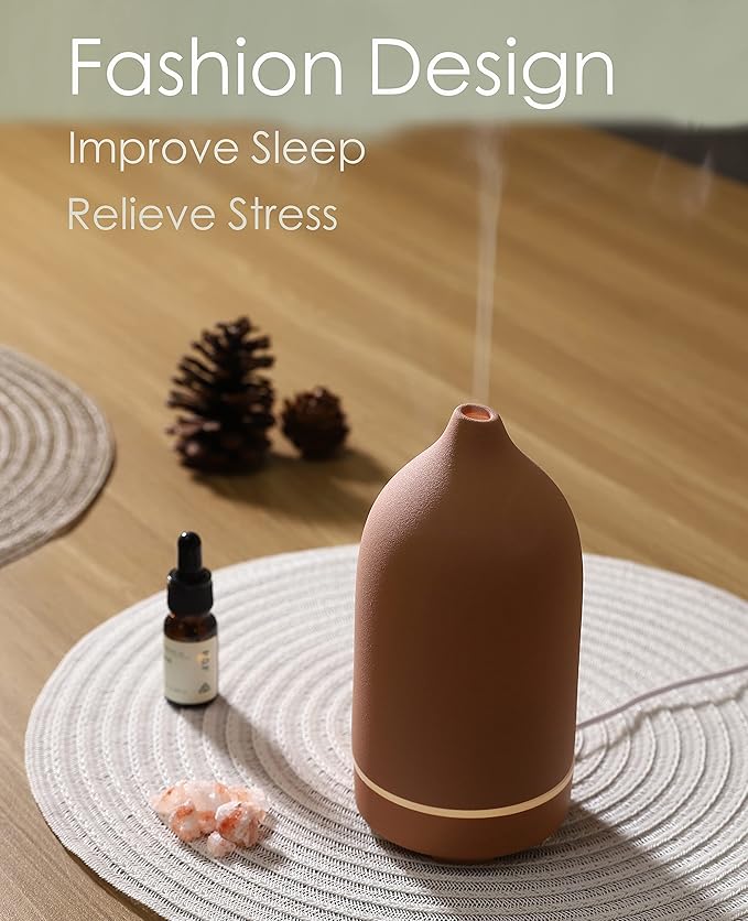 Essential Oils for Diffusers for Home,Ceramic Diffuser for Essential Oils,Handmade Aroma Diffuser 100ML (Pottery Red) - Bloomnest