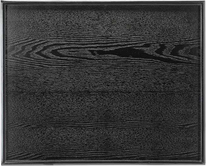 24 x 20 Inches Extra Large Solid Wood Serving Tray for Tea Coffee Table Snack Food Meals Serving Plate Kitchen Party Bar Breakfast Server with Raised Edges Black Wooden Decorative Ottoman Tray - Bloomnest