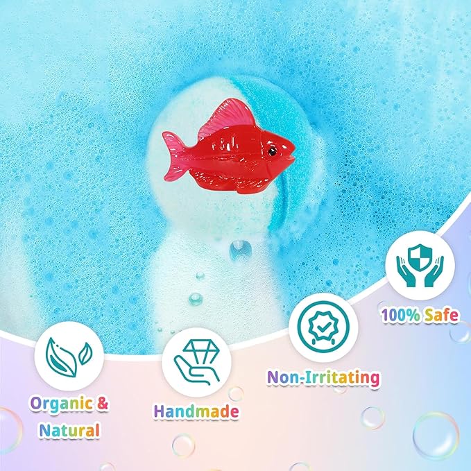 Bath Bombs for Kids with Surprise Inside, 24 Pack Kid Bath Bombs Gift Set, Christmas Gifts for Kids Stocking Stuffers, Kid Bubble Bath Fizzy for Girls Boys with Bath Toys Inside - Bloomnest