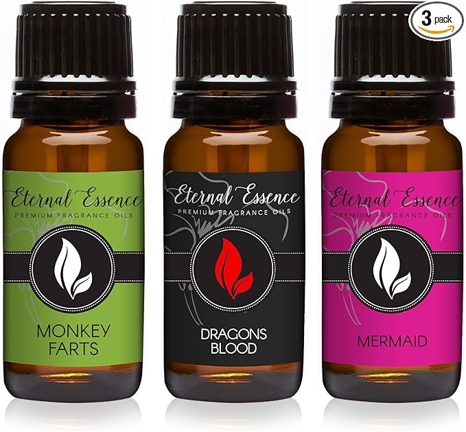 Trio (3) - Monkey Farts, Dragons Blood & Mermaid - Premium Fragrance Oil Trio - 10ml EternalEssenceOils