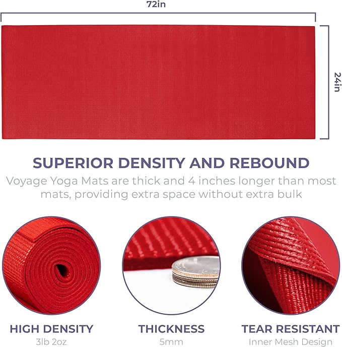 Sunshine Yoga Voyage Yoga Mat, 10 Pack, 72" x 24" Professional Studio and Gym Bulk Yoga Mats, 5mm Thick, Durable, Anti-Tear, Non Slip Fitness and Exercise Mats - Bloomnest