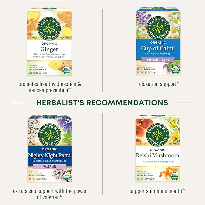 Traditional Medicinals Organic, Lemon Balm - Supports Stress Relief & Digestive Health - Kosher, Non-GMO, Caffeine-Free, Compostable - 16 Tea Bags - Bloomnest