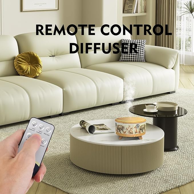 500ML Large Capacity Essential Oil Diffuser, Ultrasonic Aromatherapy Diffuser with 7 Color LED Lights with Remote Control, Cool Mist Humidifier, Timed Mist, Auto Shut-Off (Light Wood Grain) - Bloomnest