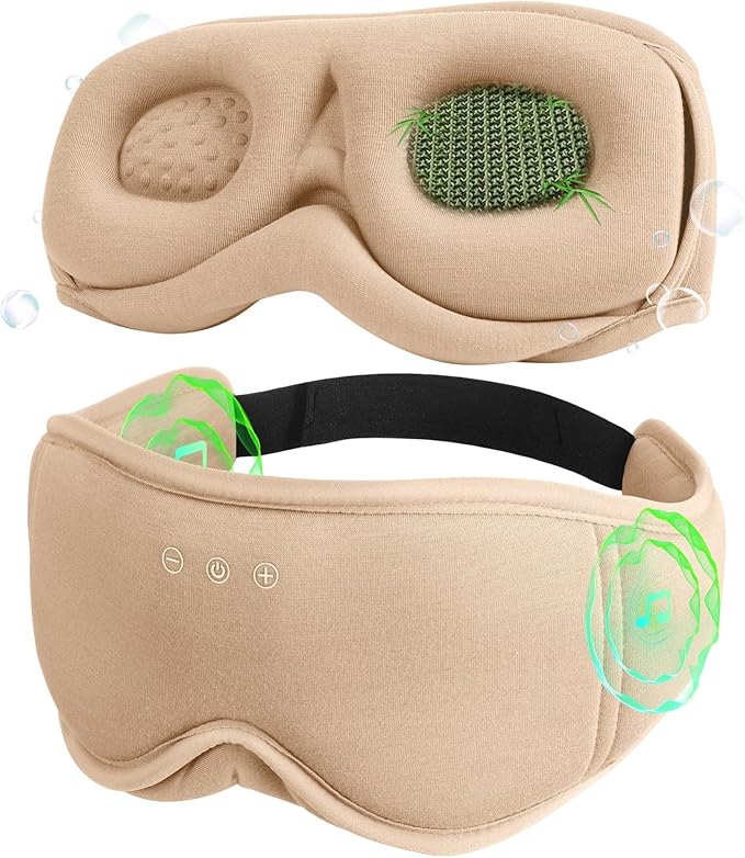 Sleep Mask with Headphones Bluetooth 5.4，LC-dolida 2025 New 3D Bluetooth Sleep Mask Headphones with Soft Bamboo Cotton for Side Sleepers Women Men, Sustainable Luxury for Better Sleep - Bloomnest