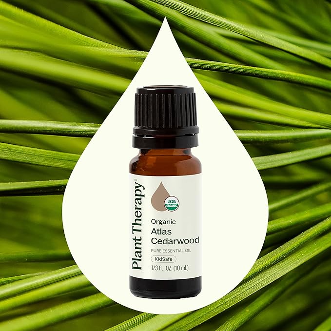 Plant Therapy Organic Atlas Cedarwood Essential Oil 100% Pure, USDA Certified Organic, Undiluted, Natural Aromatherapy for Diffusion, Skin, and Hair, Therapeutic Grade 10 mL (1/3 oz) PlantTherapy