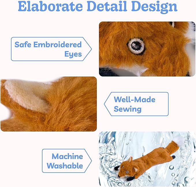 SHARLOVY Dog Squeaky Toys No Stuffing 3 Pack, Plush Crinkle Dog Toys for Large Breed, Durable Doggie Chew Cute Animals Puppy Toy for Teething - Bloomnest