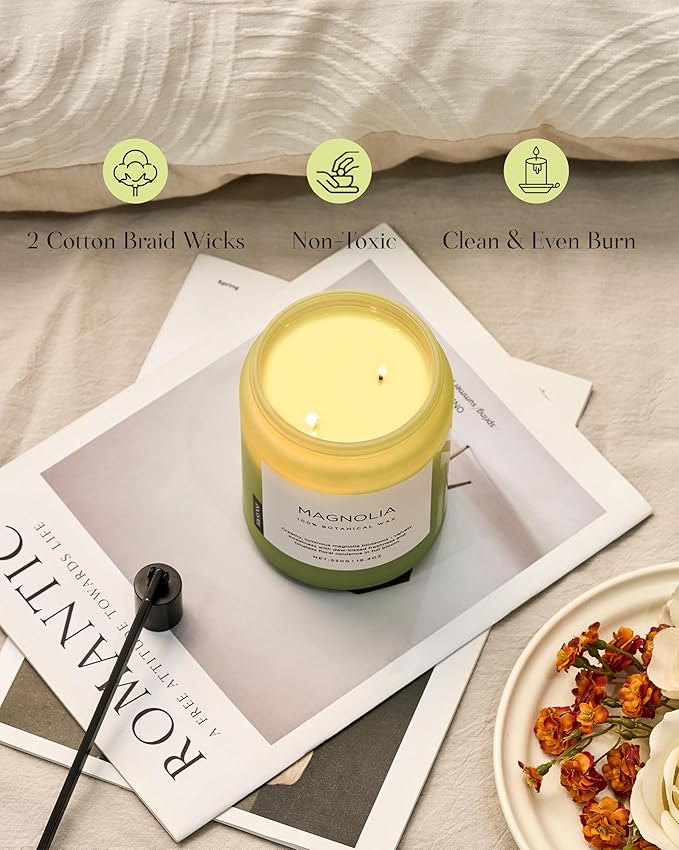 M&SENSE Magnolia Jasmine Romantic Scented Candle, 19.4oz 110 Hours Long Lasting Clean Non Toxic All Natural Soy Wax Candle for Relaxing & Stress Relief, 2 Wick Home Fragrance Gifts for Home Decor - Bloomnest