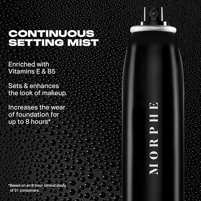 Morphe Continuous Setting Mist - Micro-Fine Makeup Setting Spray with a Natural Radiant Finish - Helps Makeup Resist Caking or Fading & Increases Wear of Foundation (2 Count, 2.8 fl oz) - Bloomnest