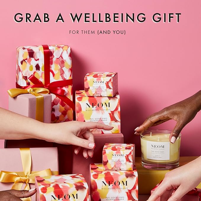 NEOM- Limited Edition Feel Good Vibes Candle |Mother's Day | Gift | Mandarin, Ylang Ylang & Jasmine (3 Wick) - Bloomnest