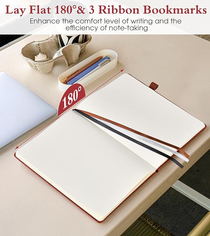Blank Journal Notebook for Women Men,160 Pages,A5 Hardcover Sketchbook for Drawing, Sketch book, Unlined Notebooks for School,Work, Note Taking,Travel Journals for Writing 5.8"x8.5" (Brown) - Bloomnest
