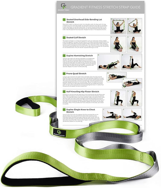 Gradient Fitness Stretching Strap for Physical Therapy, 12 Multi-Loop Stretch Strap 1" W x 8' L, Neoprene Handles, Physical Therapy Equipment, Yoga Straps for Stretching, Leg Stretcher. - Bloomnest
