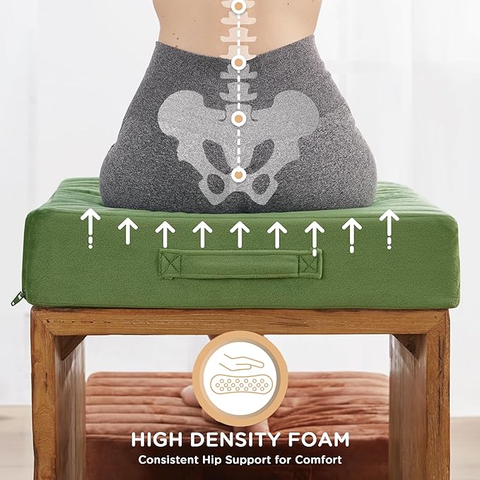 Codi Thick Replacement Couch Cushions, Upholstery Foam with Washable Covers for Sofa Cushion Chair Meditation - 24 × 24 × 5 Inch, High Density Foam, Green