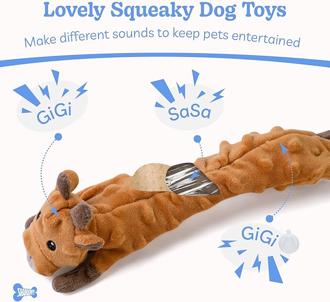 SHARLOVY Dog Squeaky Toys 5 Pack, Bubble Plush Puppy Teething Pet Toys, Crinkle No Stuffing Animals Dog Toy, Doggies Chew for Large Small Medium Breeds - Bloomnest