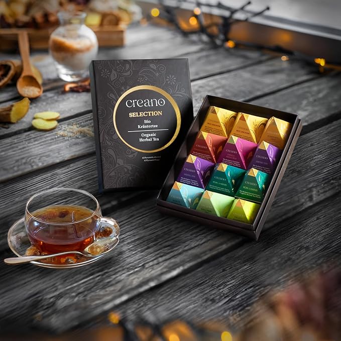 Creano Organic Herbal Tea Gift Set "Organic Herbal Tea" – 12 Pyramid Tea Bags in 9 Different Varieties – 30g* - Bloomnest