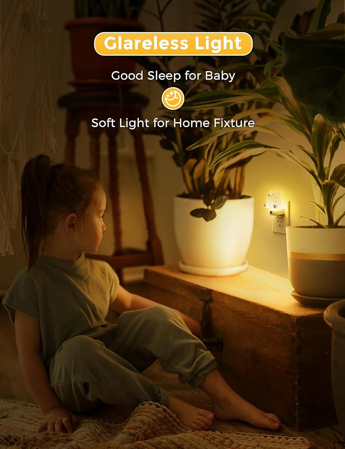 L LOHAS LED Night Light for Kids, 3D Cute Bear Night Light Plug in, Dusk to Dawn Nursery Night Lights, RGB+Soft White 3000K, 3 Lighting Modes, Christmas Birthday Gifts, Room Decor, Children - Bloomnest