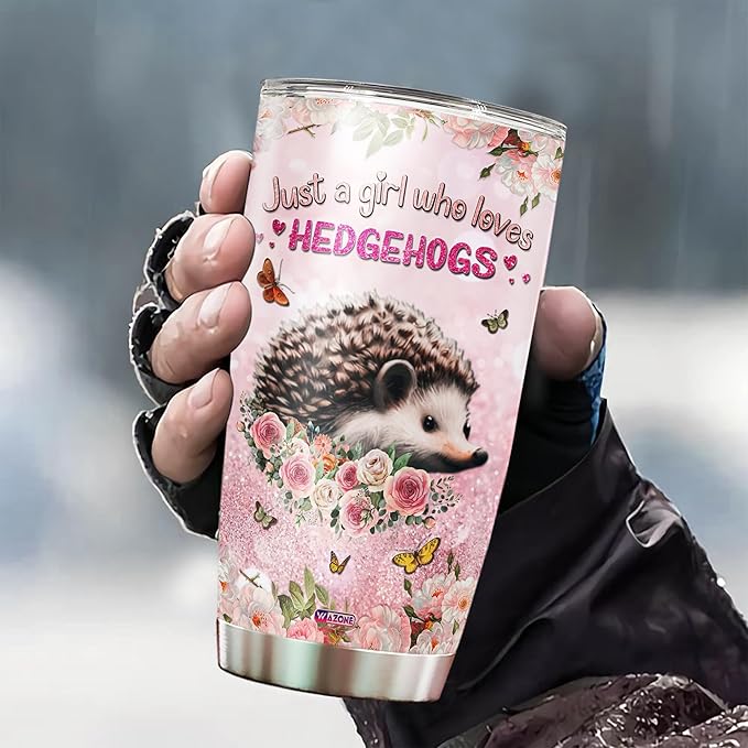 WAZONE Personalized Hedgehog Stainless Steel Tumbler Customized Name Gifts Idea For Hedgehogs Lovers Women Girls On Christmas Birthday Travel Mug 20oz 30oz Insulated Cup Keep Cold Hot Drinks - Bloomnest