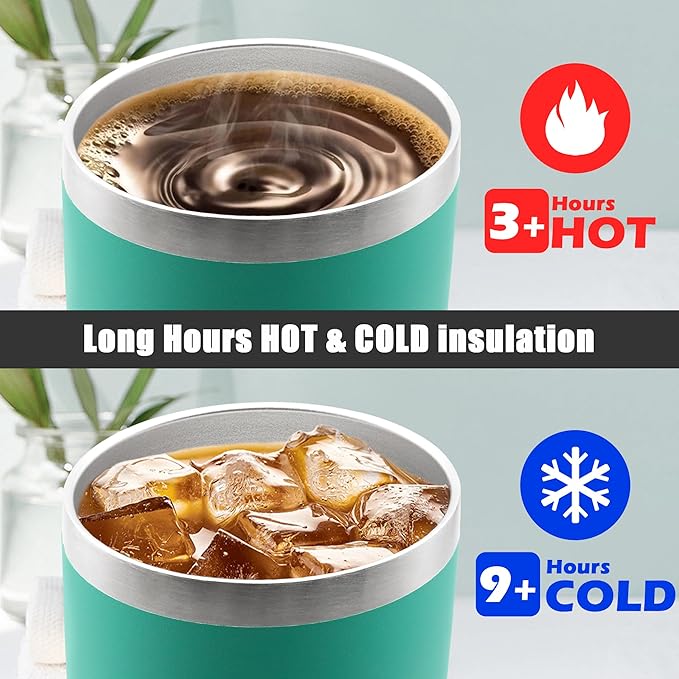 20 oz Tumbler Coffee Travel Tumblers Bulk with Lid Stainless Steel Double Wall Vacuum Insulated Mug Powder Coated Cups fit Car Cupholder for Hot and Cold - Light Blue, 1Pack - Bloomnest