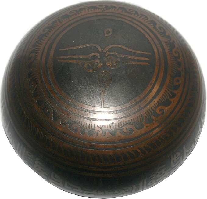 5134 SB 'B' Note Crown Chakra Antique Tibetan Auspicious Symbol Bowl Set ~ Nepal - Bloomnest