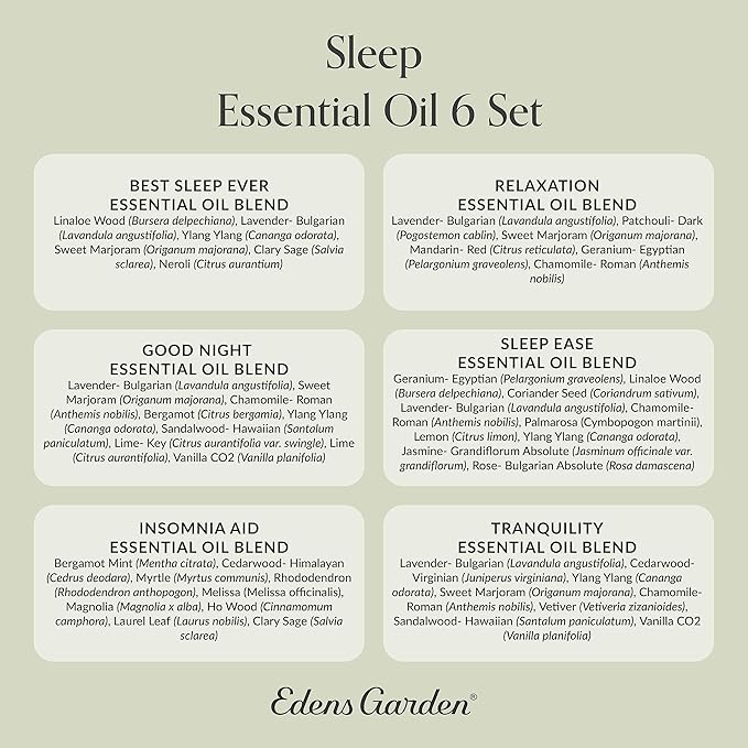 Edens Garden Sleep Essential Oils 6 Set – 100% Pure Therapeutic Grade & Undiluted Natural Aromatherapy Blends for Relaxation, Calm & Restful Nights – for Diffusers, Home & Bedroom, 10 ml/ 6 Pack - Bloomnest