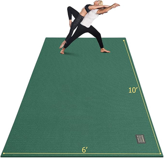 GXMMAT Large Yoga Mat 12'x6'/10'x6'/6'x8'(7mm), Extra Thick Workout Mats for Home Gym Flooring, Ultra Comfortable Non-Slip Quick Resilient Barefoot Wide Exercise Mat for Pilates, Stretching,Meditation - Bloomnest