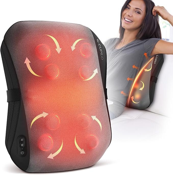 Back Massager for Pain Relief Deep Tissue, 2025 Upgrade 8 Massage Nodes for Upper and Lower Back, Shiatsu Back Massager with Heat for Chair, for Women Men(Corded) - Bloomnest