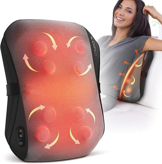 Back Massager for Pain Relief Deep Tissue, 2025 Upgrade 8 Massage Nodes for Upper and Lower Back, Shiatsu Back Massager with Heat for Chair, for Women Men(Corded) - Bloomnest