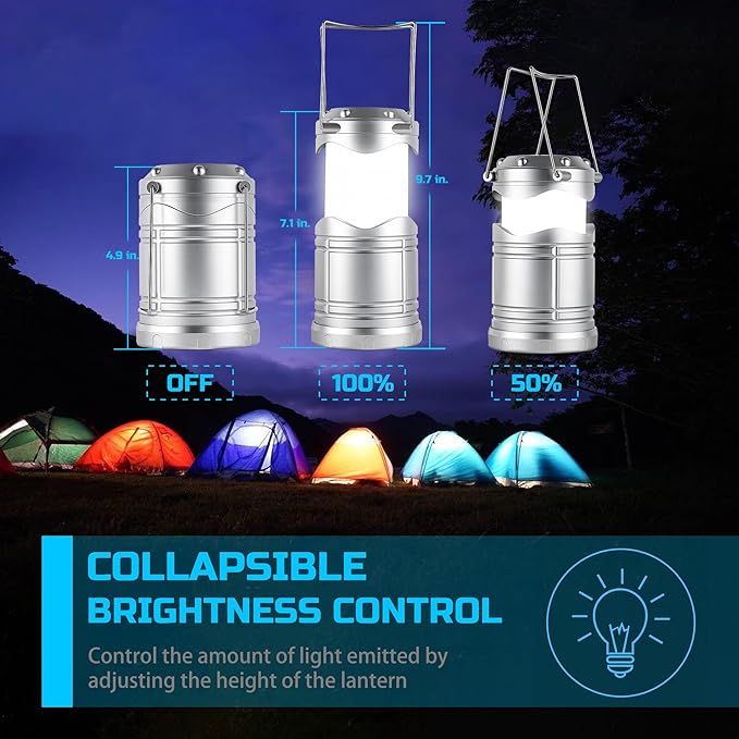 Lichamp LED Camping Lantern, 4 Pack Battery Powered Flashlight for Power Outages, Portable Collapsible Hanging Light Essential for Home, Outdoor, Emergency Lamp Survival Kit Gear for Hurricane, B4SL - Bloomnest
