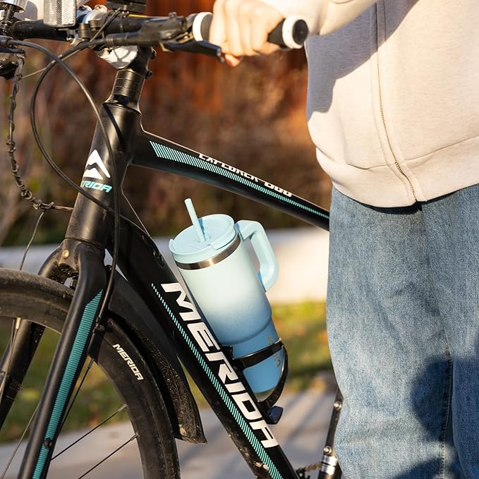 BJPKPK 40 oz Stainless Steel Tumbler With Handle Insulated Tumblers With 2 Straw Travel Coffee Mug With Lid,Turquoise