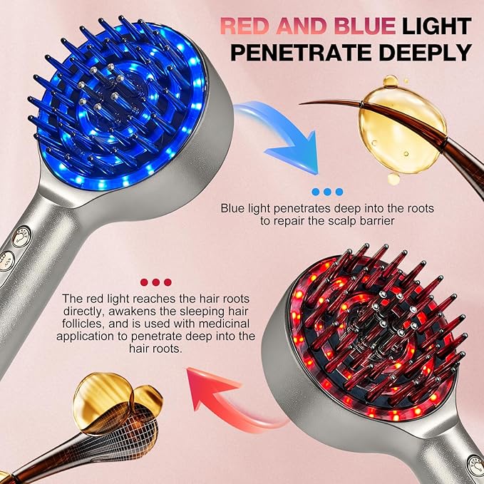 3 in 1 Scalp Massager Hair - 360° Hair Oil Applicator Electric Scalp Massager IPX7 Waterproof for Home & Travel(Silver) Bloomnest