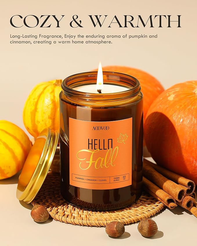 AOOVOO Hello Fall Candles - 22 oz Scented Candles, Aromatherapy Candle, Soy Candle for Home Scented - Bloomnest