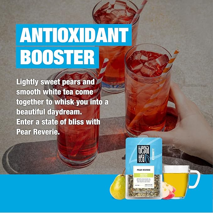 Tiesta Tea - Pear Reverie Tea, Loose Leaf, White Pear Herbal Tea, Premium Low Caffeine Tea Blend, Make Hot or Iced & Up to 25 Cups, 2.5 oz Resealable Pouch - Bloomnest