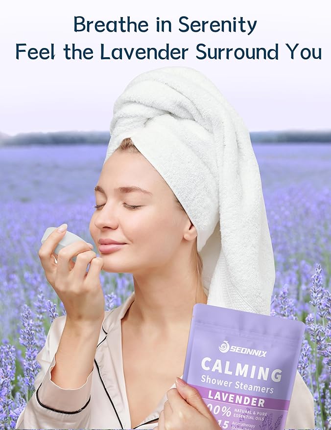 Shower Steamers Aromatherapy 15 Pack, Stress Relief & Self Care - Lavender Shower Bombs with Natural Essential Oil, Home Spa Shower Travel Essentials, Relaxation Birthday Gifts for Women & Men - Bloomnest