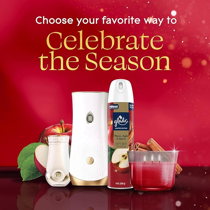 Glade 3-Wick Scented Candle Jar, Warm Apple & Spices, Air Freshener Infused with Essential Oils, 6.8 Oz, 3 Count - Bloomnest