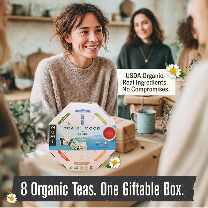 Numi Organic Tea By Mood Gift Set, 40 Tea Bag Assortment, Premium Organic Black, Pu-erh, Green, Maté, Rooibos & Herbal Teas - Bloomnest